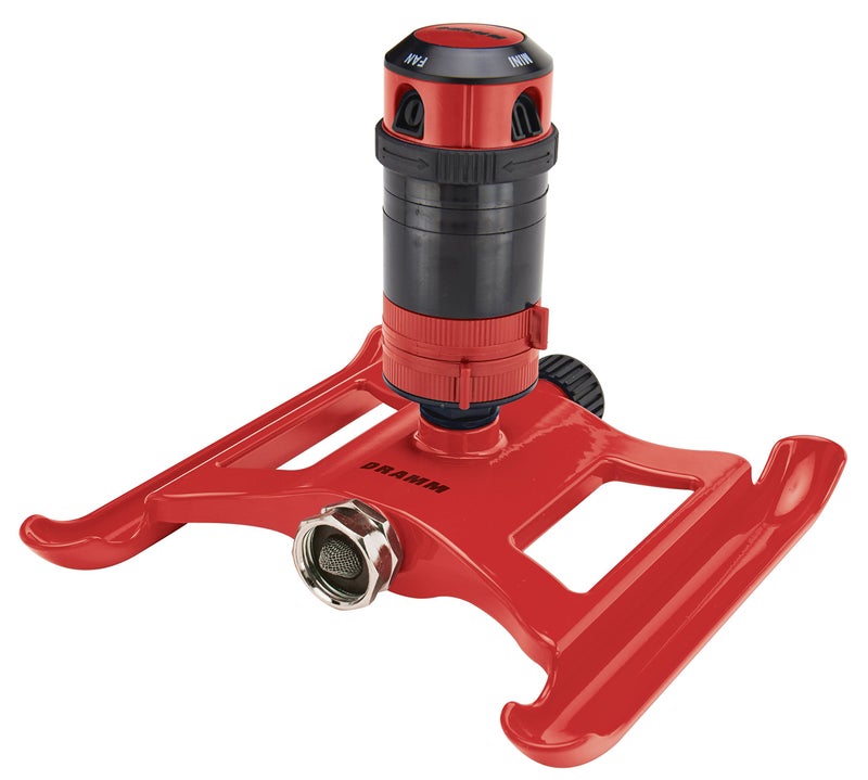 Dramm ColorStorm Gear Drive Sprinkler on Heavy Duty,Durable Metal Base, 4 Patterns, Ideal for Small, Medium & Large Areas with Pass Through Feature, Red, 40 Foot Diameter - Image 1